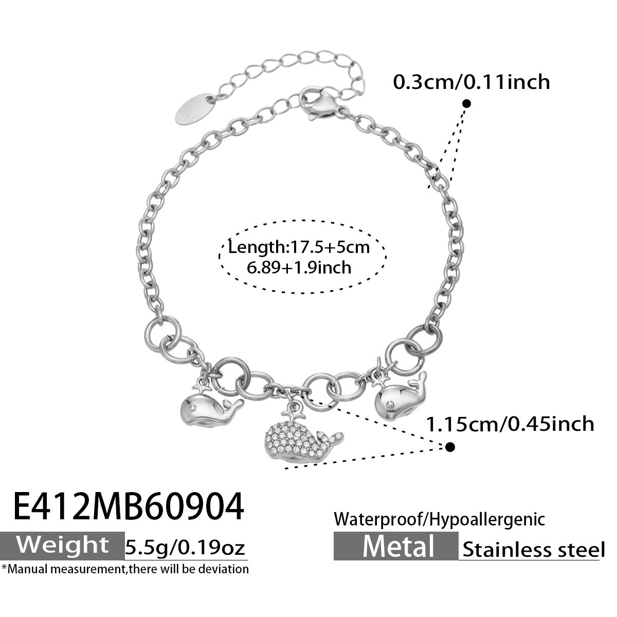 316L Stainless Steel 18K PVD Gold Dolphin Zircon Bracelet made with 316L stainless steel and 18K PVD gold finish for wholesale jewelry buyers - image 4
