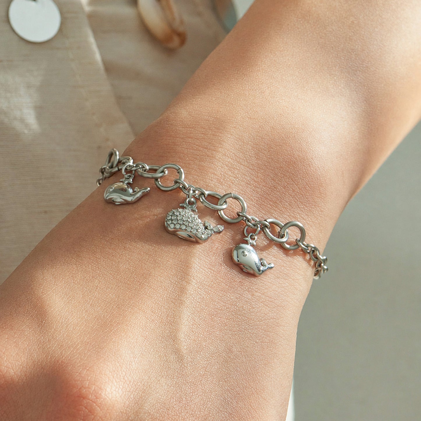 316L Stainless Steel 18K PVD Gold Dolphin Zircon Bracelet made with 316L stainless steel and 18K PVD gold finish for wholesale jewelry buyers - image 6