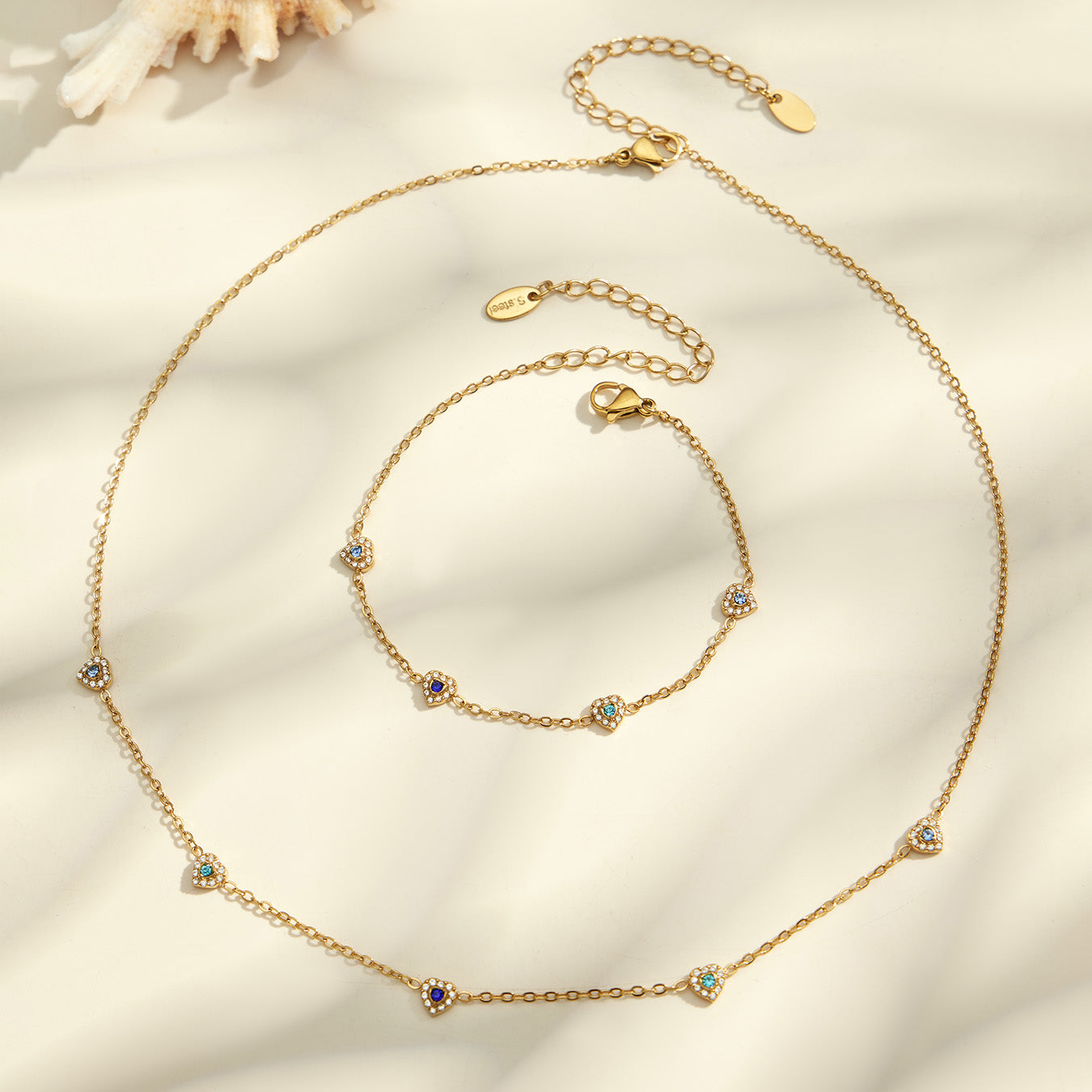 316L Stainless Steel 18K PVD Gold Dopamine Heart Pendant Necklace and Bracelet made with 316L stainless steel and 18K PVD gold finish for wholesale jewelry buyers - image 10