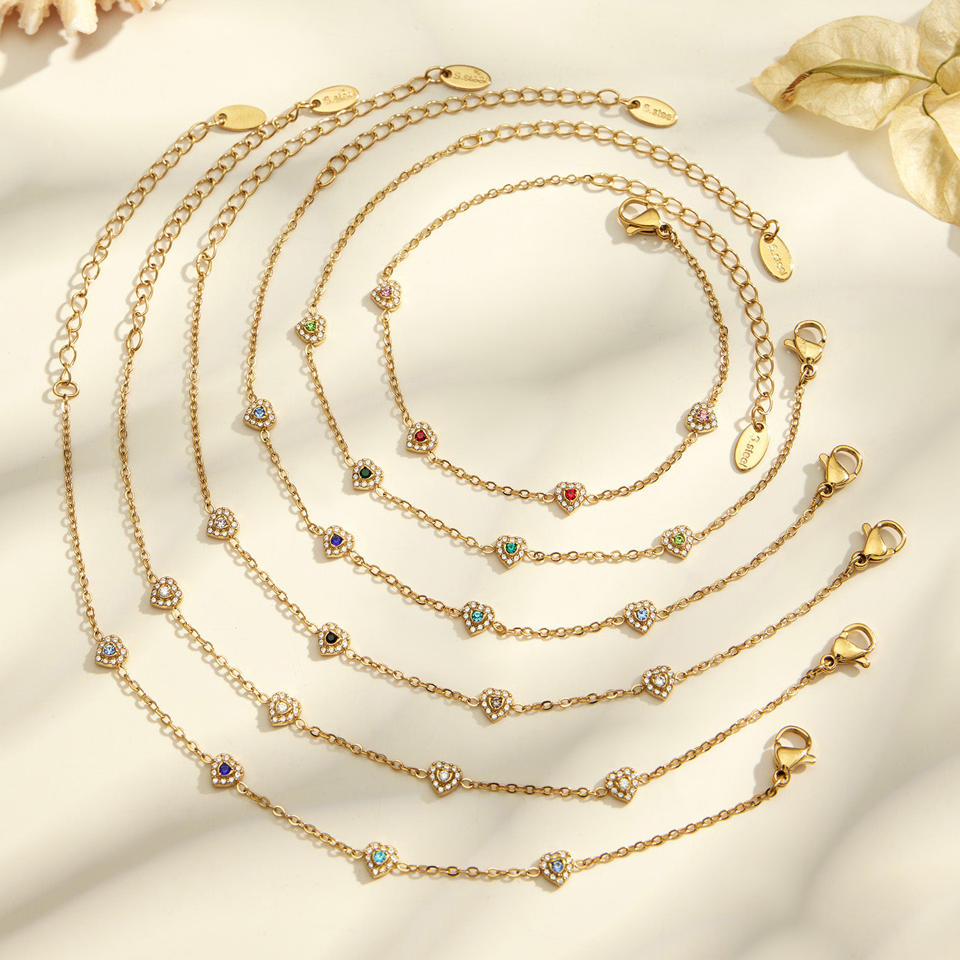 316L Stainless Steel 18K PVD Gold Dopamine Heart Pendant Necklace and Bracelet made with 316L stainless steel and 18K PVD gold finish for wholesale jewelry buyers - image 14