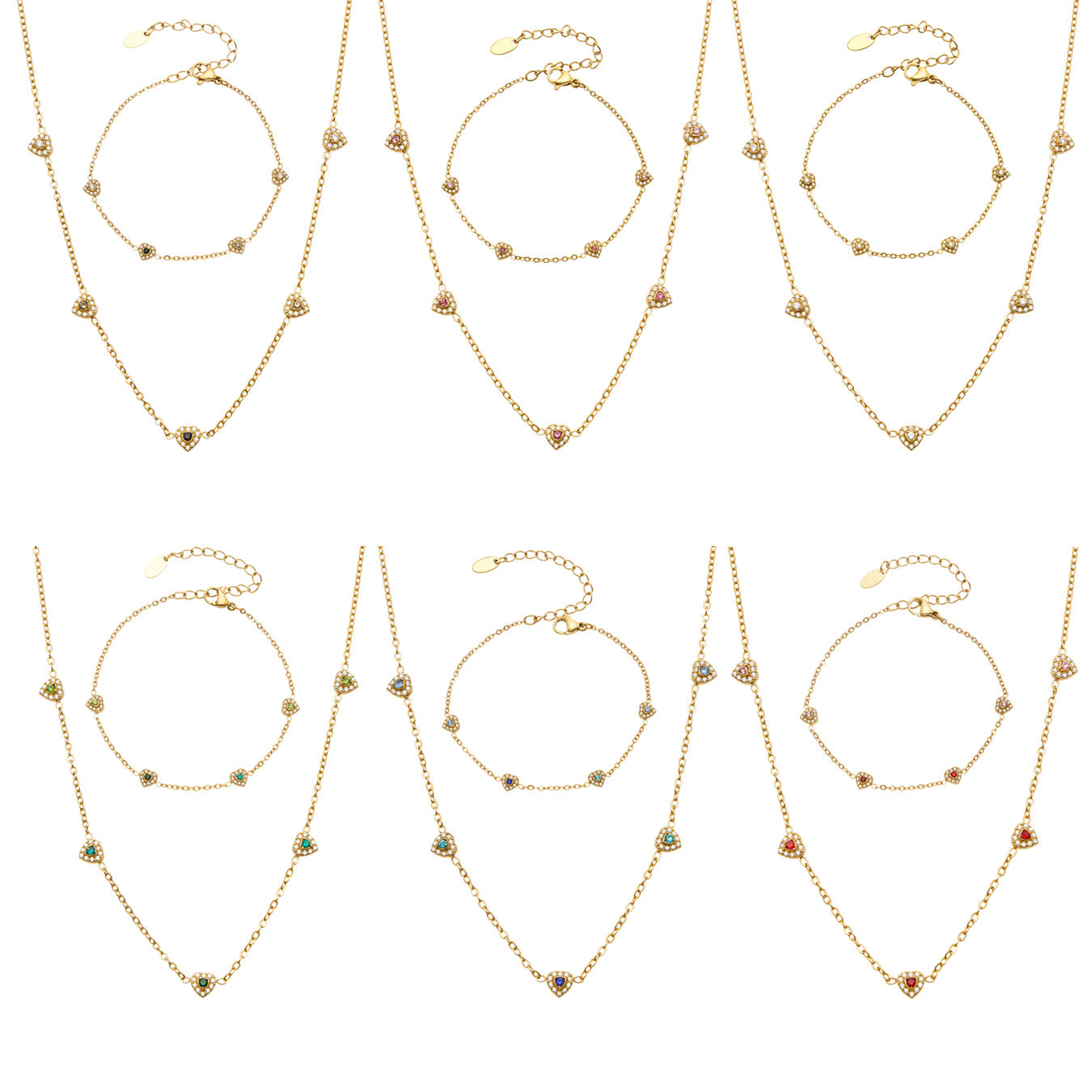 316L Stainless Steel 18K PVD Gold Dopamine Heart Pendant Necklace and Bracelet made with 316L stainless steel and 18K PVD gold finish for wholesale jewelry buyers - image 6