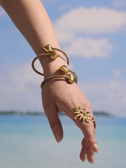 Gold Heart Bracelet on Wrist - Beach Style Fashion Accessory