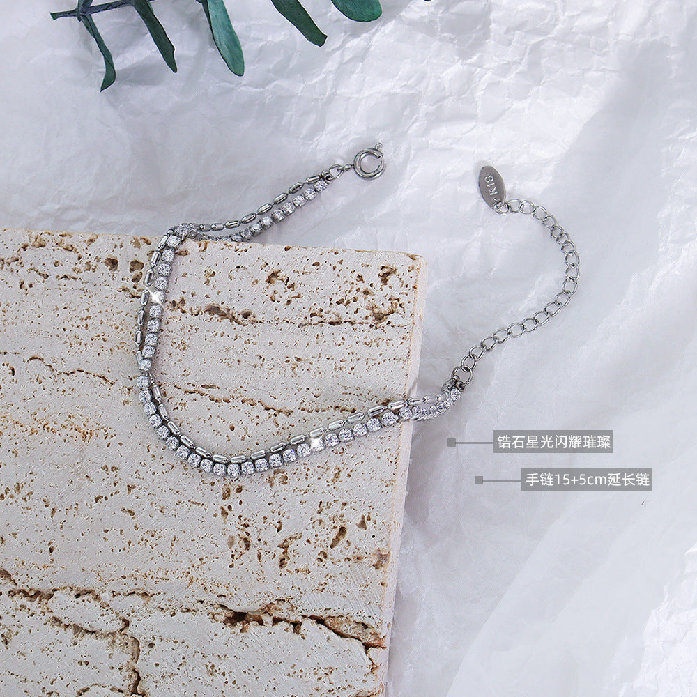 Close-up of the intricate zircon detailing on the bracelet