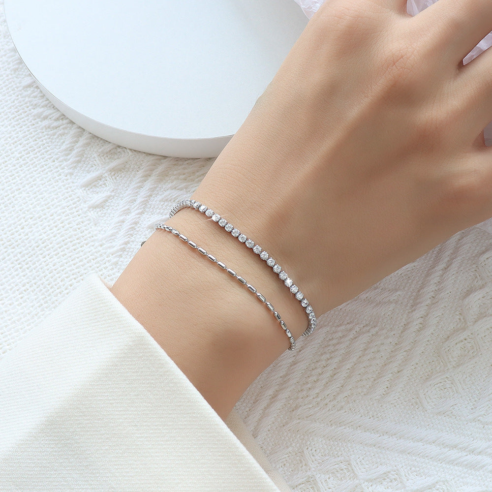 316L Stainless Steel 18K PVD Gold Double Layer Zircon Bracelet made with 316L stainless steel and 18K PVD gold finish for wholesale jewelry buyers - image 4