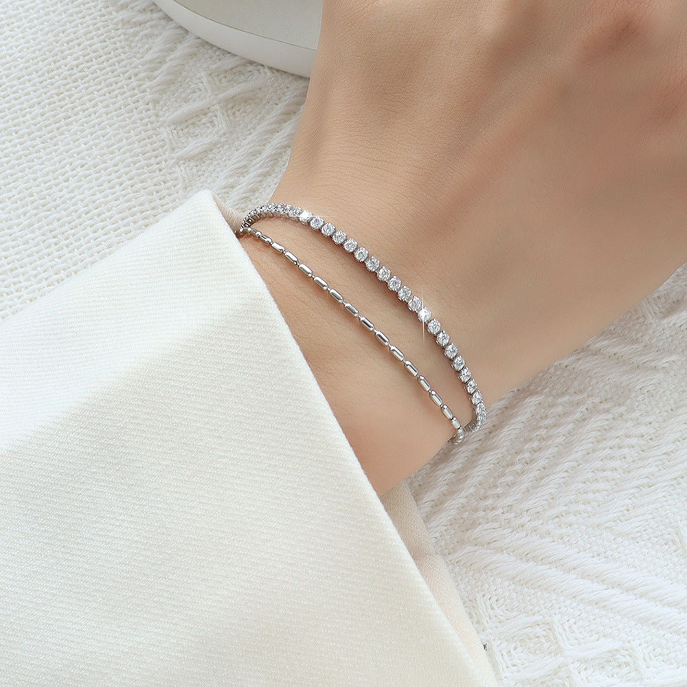 316L Stainless Steel 18K PVD Gold Double Layer Zircon Bracelet made with 316L stainless steel and 18K PVD gold finish for wholesale jewelry buyers - image 5
