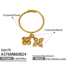 Double Pendant Clover Ring with White Zircon