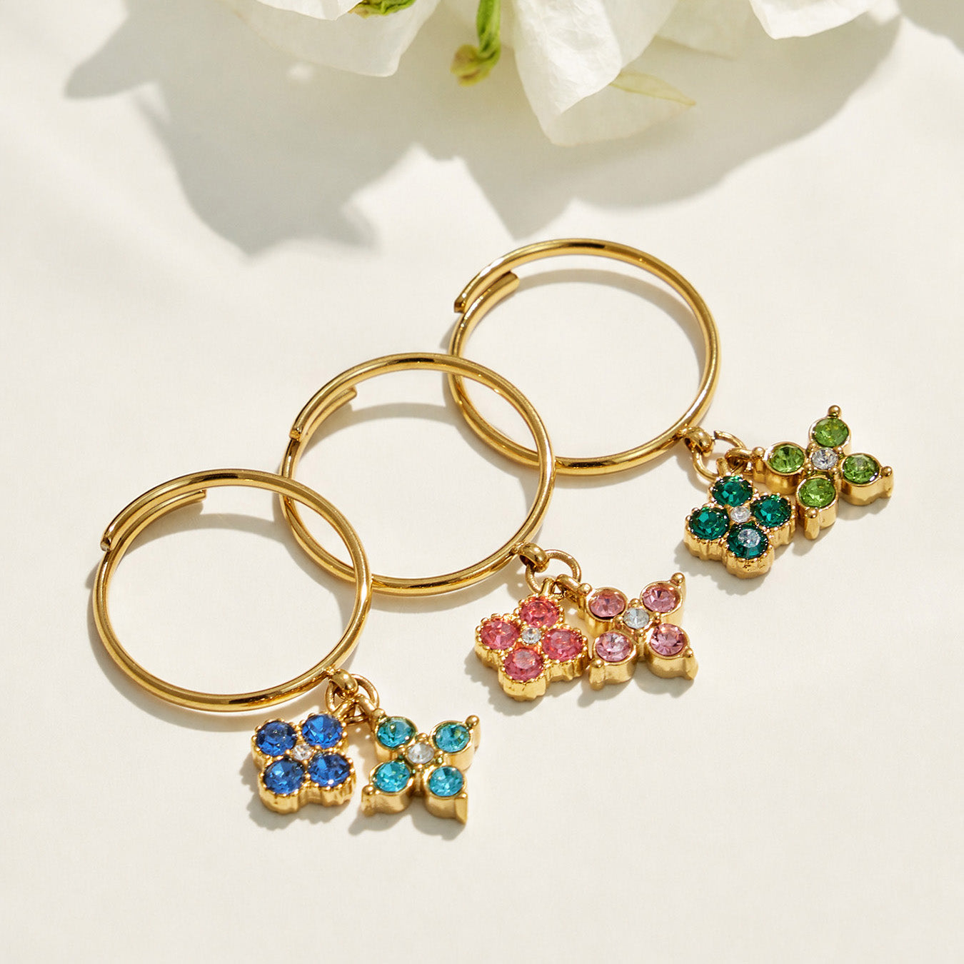 316L Stainless Steel 18K PVD Gold Double Pendant Clover Ring made with 316L stainless steel and 18K PVD gold finish for wholesale jewelry buyers - image 10