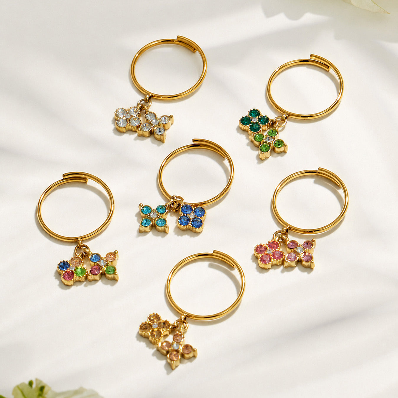 316L Stainless Steel 18K PVD Gold Double Pendant Clover Ring made with 316L stainless steel and 18K PVD gold finish for wholesale jewelry buyers - image 20