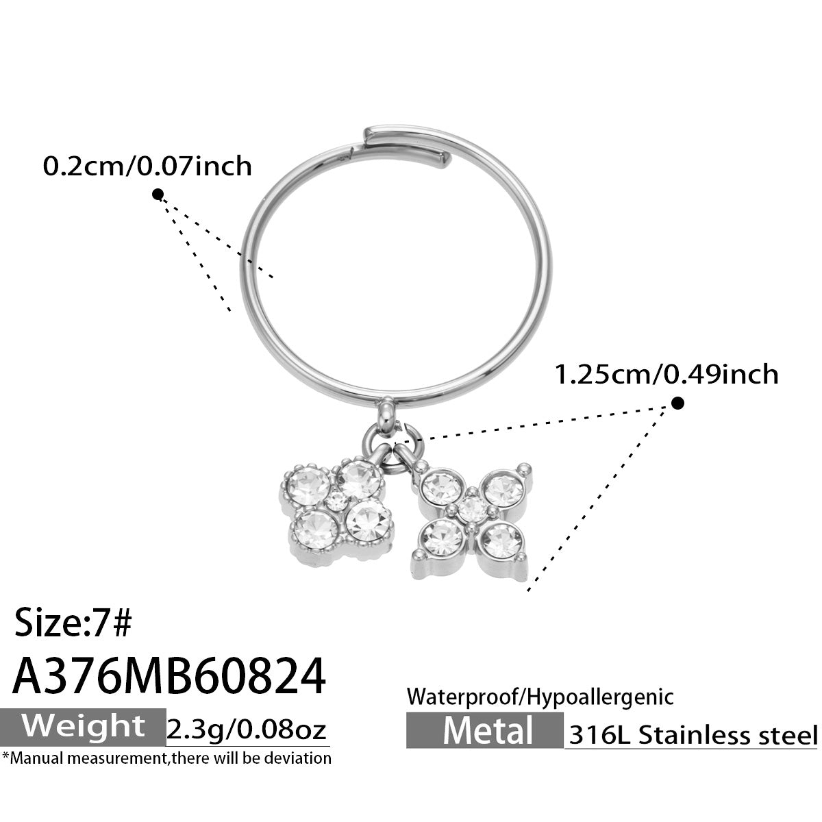 316L Stainless Steel 18K PVD Gold Double Pendant Clover Ring made with 316L stainless steel and 18K PVD gold finish for wholesale jewelry buyers - image 21