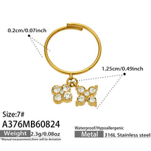 Double Pendant Clover Ring with Champagne Zircon