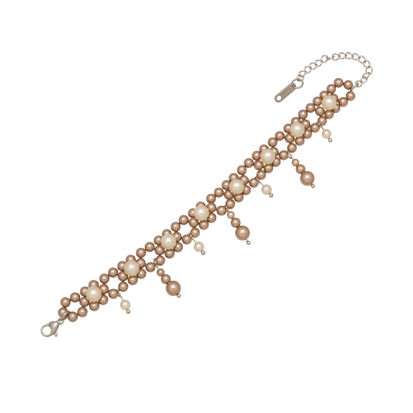 MiduoduoJewelry double-row shell bead tassel bracelet in gold and gray finishes