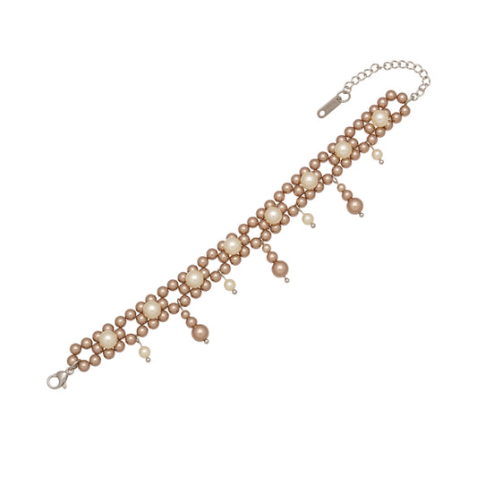 MiduoduoJewelry double-row shell bead tassel bracelet in gold and gray finishes