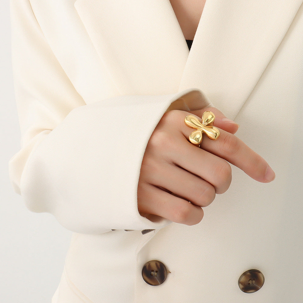 316L Stainless Steel 18K PVD Gold Droplet Ring made with 316L stainless steel and 18K PVD gold finish for wholesale jewelry buyers - image 3