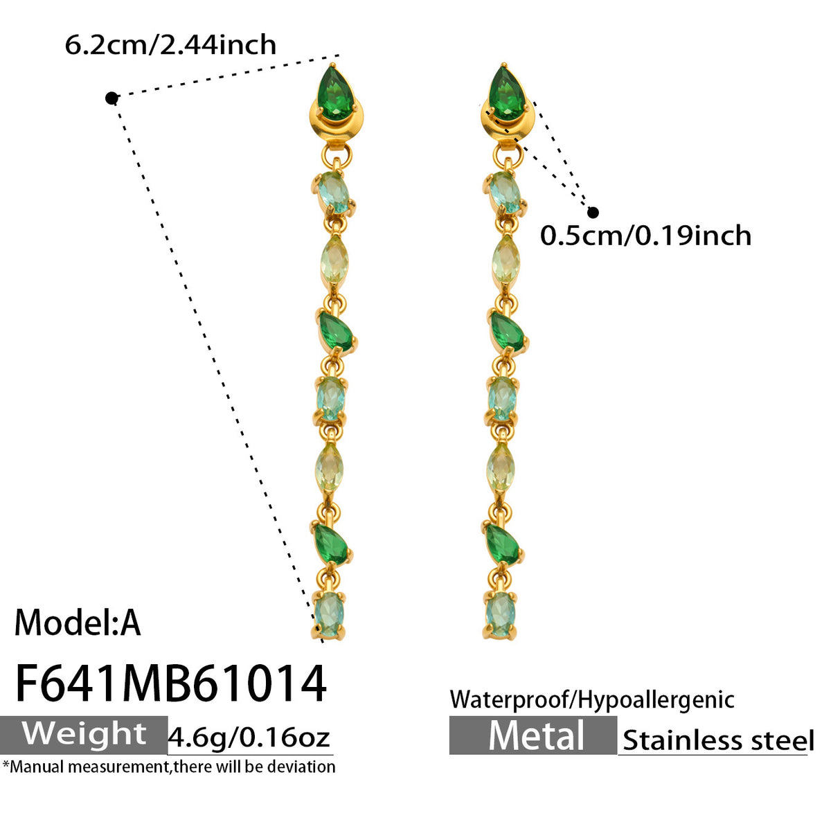 316L Stainless Steel 18K PVD Gold Droplet Zircon Earrings made with 316L stainless steel and 18K PVD gold finish for wholesale jewelry buyers - image 10