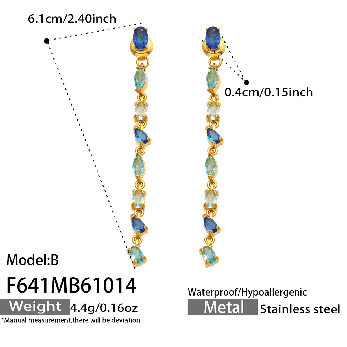 316L Stainless Steel 18K PVD Gold Droplet Zircon Earrings made with 316L stainless steel and 18K PVD gold finish for wholesale jewelry buyers - image 11