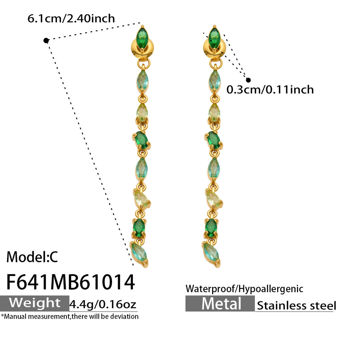 316L Stainless Steel 18K PVD Gold Droplet Zircon Earrings made with 316L stainless steel and 18K PVD gold finish for wholesale jewelry buyers - image 12