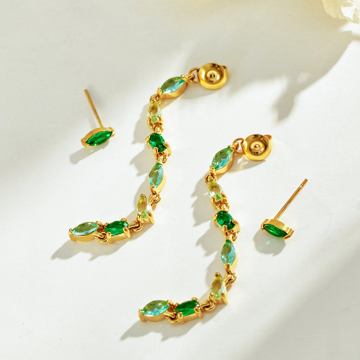 316L Stainless Steel 18K PVD Gold Droplet Zircon Earrings made with 316L stainless steel and 18K PVD gold finish for wholesale jewelry buyers - image 15
