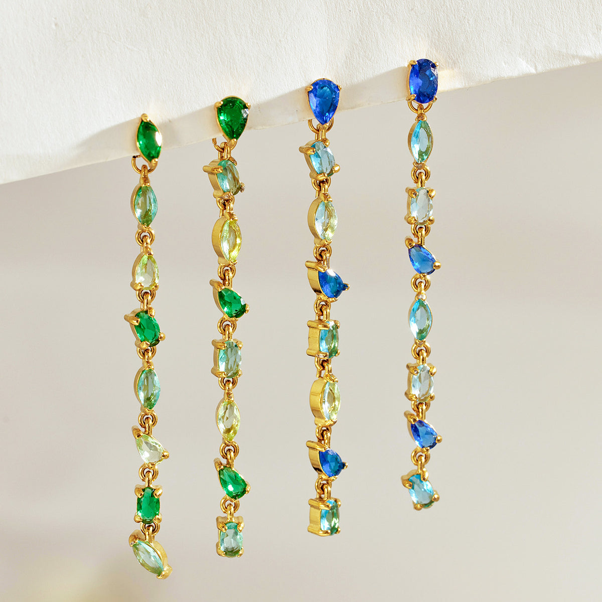 316L Stainless Steel 18K PVD Gold Droplet Zircon Earrings made with 316L stainless steel and 18K PVD gold finish for wholesale jewelry buyers - image 16