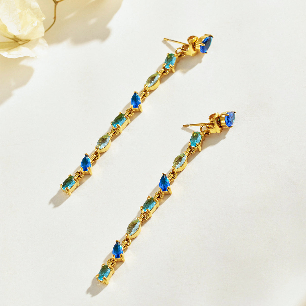 316L Stainless Steel 18K PVD Gold Droplet Zircon Earrings made with 316L stainless steel and 18K PVD gold finish for wholesale jewelry buyers - image 17
