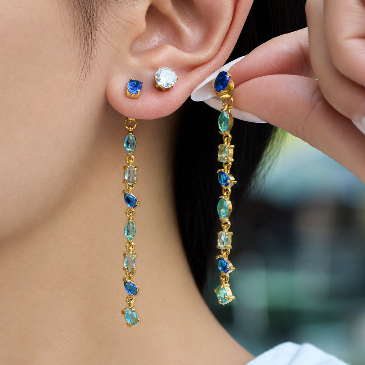 316L Stainless Steel 18K PVD Gold Droplet Zircon Earrings made with 316L stainless steel and 18K PVD gold finish for wholesale jewelry buyers - image 3