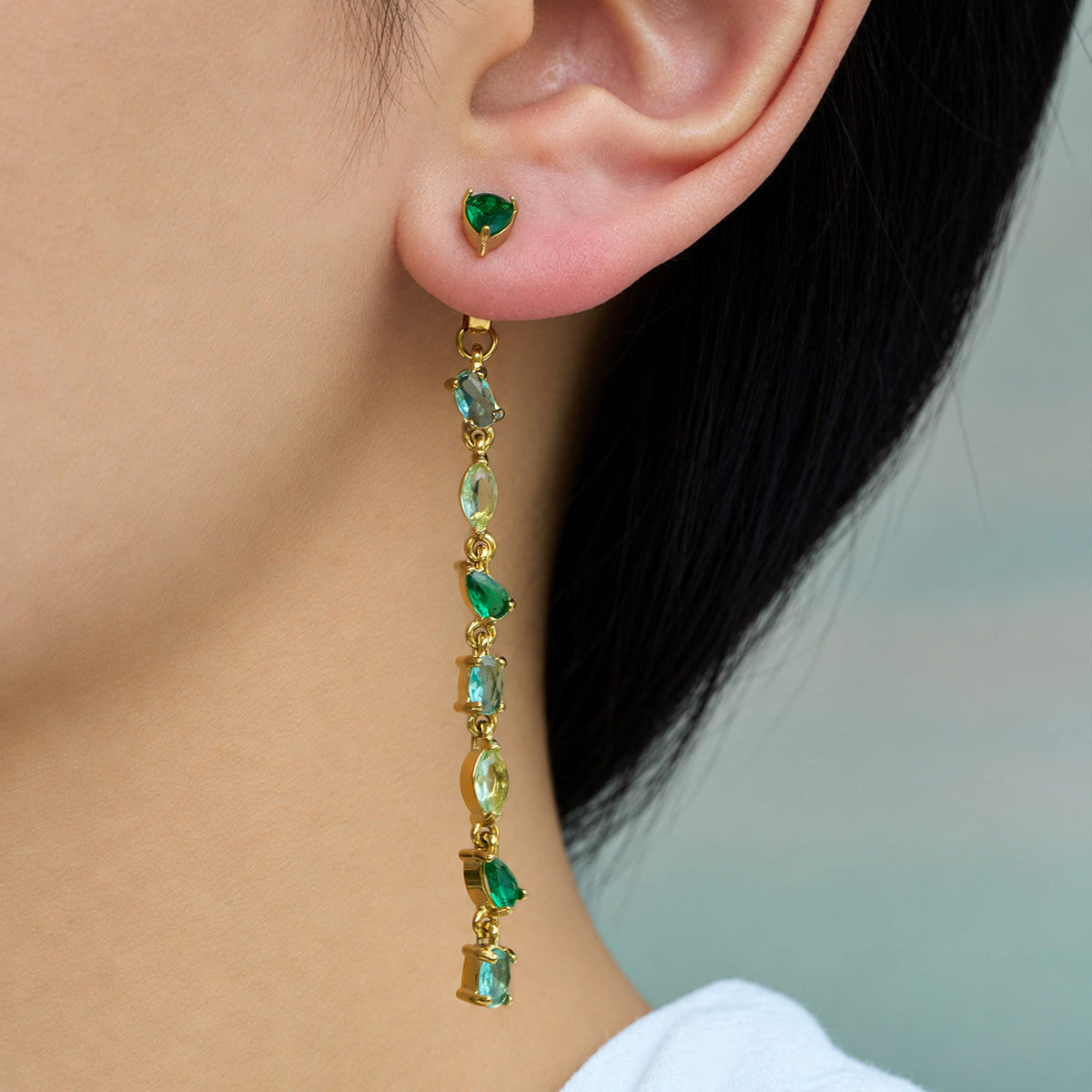 316L Stainless Steel 18K PVD Gold Droplet Zircon Earrings made with 316L stainless steel and 18K PVD gold finish for wholesale jewelry buyers - image 5