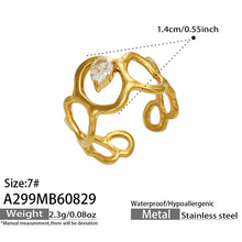 Elegant 316L stainless steel droplet zircon ring in gold