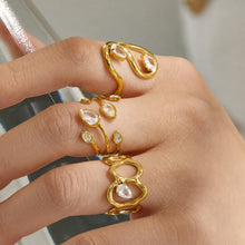 316L Stainless Steel 18K PVD Gold Droplet Zircon Ring made with 316L stainless steel and 18K PVD gold finish for wholesale jewelry buyers - image 12