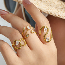 316L Stainless Steel 18K PVD Gold Droplet Zircon Ring made with 316L stainless steel and 18K PVD gold finish for wholesale jewelry buyers - image 14