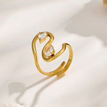 316L Stainless Steel 18K PVD Gold Droplet Zircon Ring made with 316L stainless steel and 18K PVD gold finish for wholesale jewelry buyers - image 7