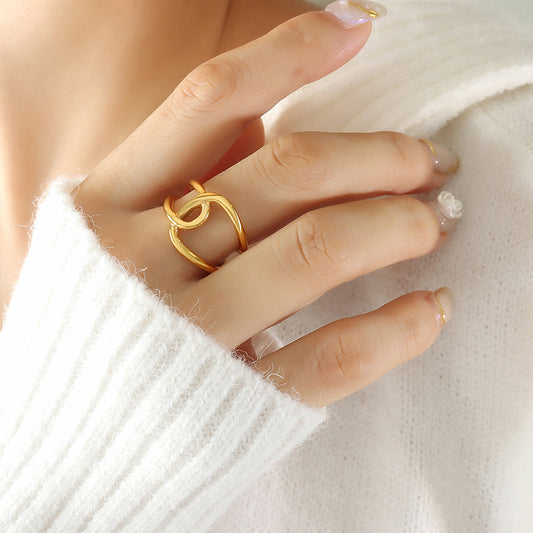 Elegant 316L Stainless Steel Dual Cross Ring in Steel Color