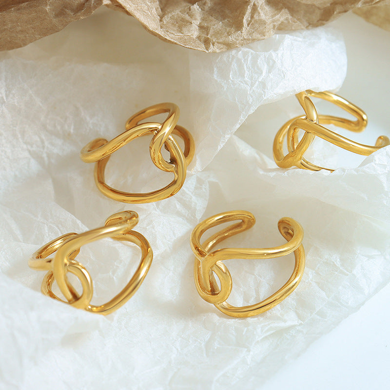 316L Stainless Steel 18K PVD Gold Dual Cross Ring made with 316L stainless steel and 18K PVD gold finish for wholesale jewelry buyers - image 3