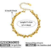 E255 gold hammered heart-link bracelet product specifications and design details