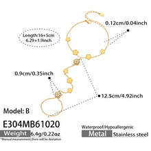 E304 Model B stainless steel CZ flower hand chain bracelet with size and weight specifications