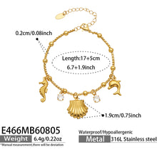 E466 ocean charm cubic zirconia bracelet size and measurement guide