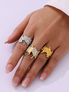 316L Stainless Steel Mixed Metal Irregular Geometric Open Ring | Melted Lava Statement Jewelry