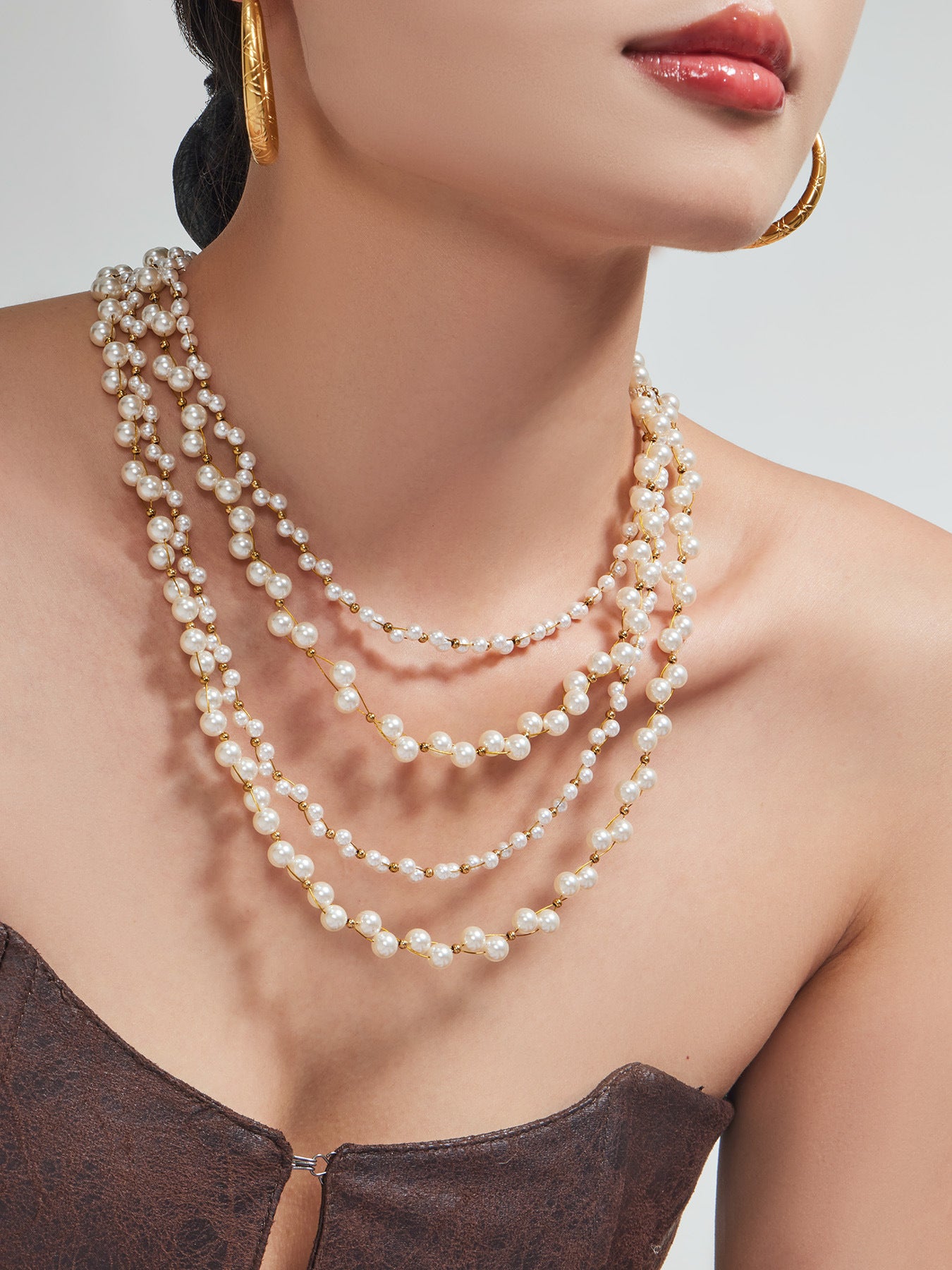 316L Stainless Steel 18K Gold PVD French Style Faux Pearl Necklace