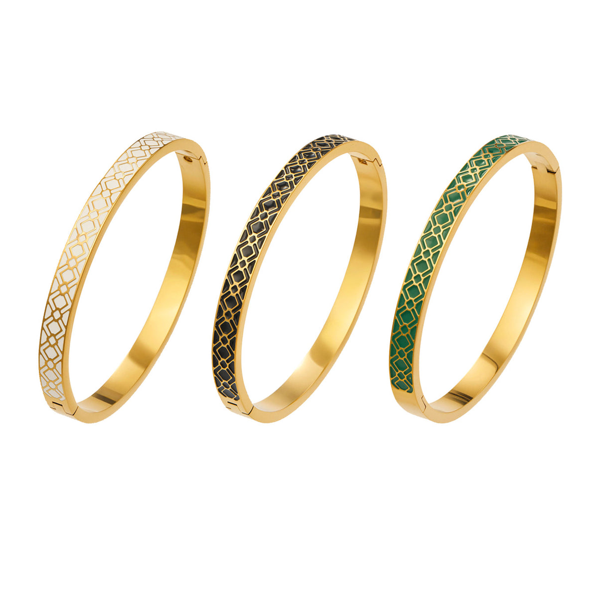 304 Stainless Steel 18K PVD Gold Enamel Drip Bangle made with 304 Stainless Steel and 18K PVD gold finish for wholesale jewelry buyers - image 10