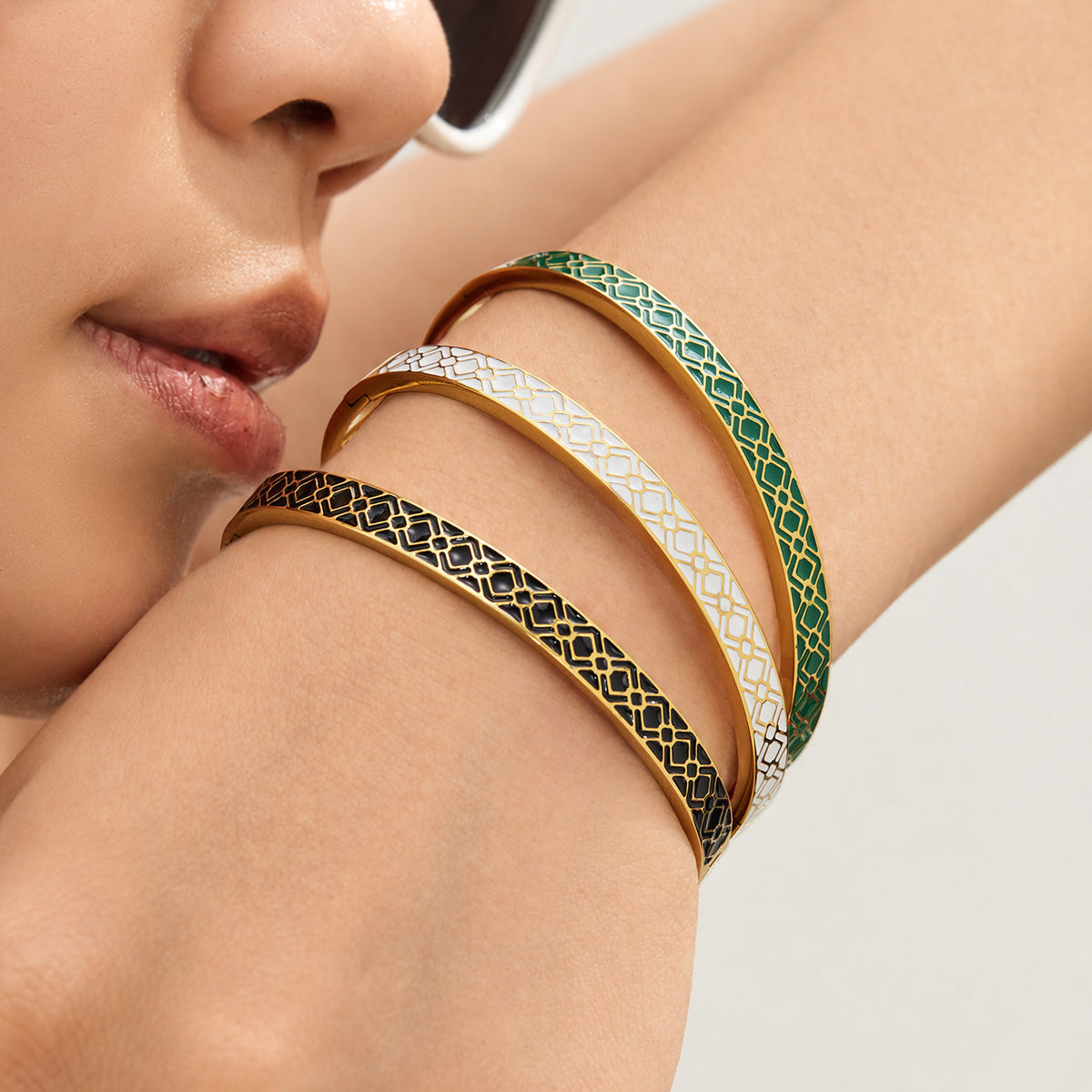 304 Stainless Steel 18K PVD Gold Enamel Drip Bangle made with 304 Stainless Steel and 18K PVD gold finish for wholesale jewelry buyers - image 19