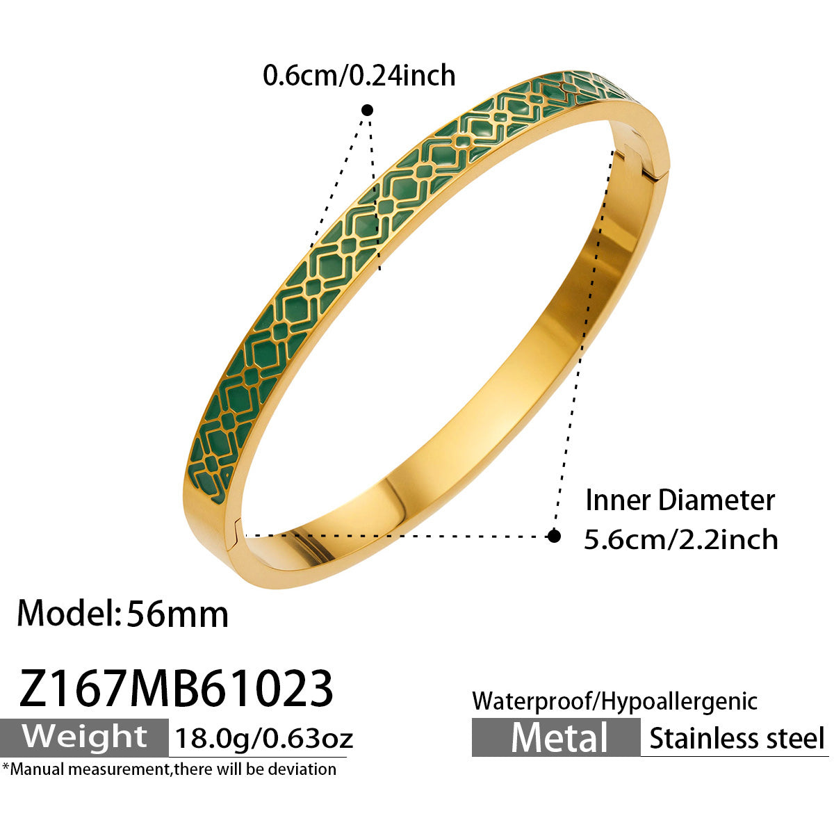 304 Stainless Steel 18K PVD Gold Enamel Drip Bangle made with 304 Stainless Steel and 18K PVD gold finish for wholesale jewelry buyers - image 8