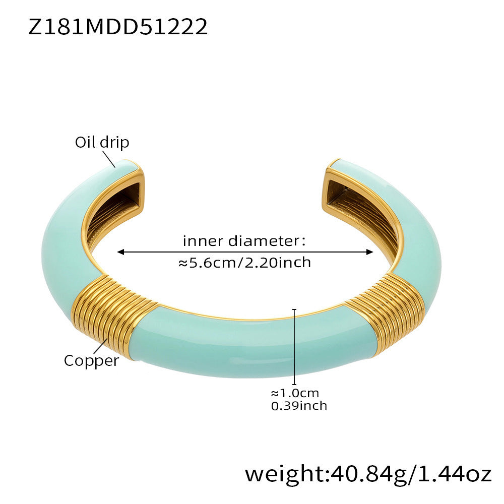 blue green enamel copper bangle (Z181MDD51222), inner diameter 5.6cm, weight 40.84g