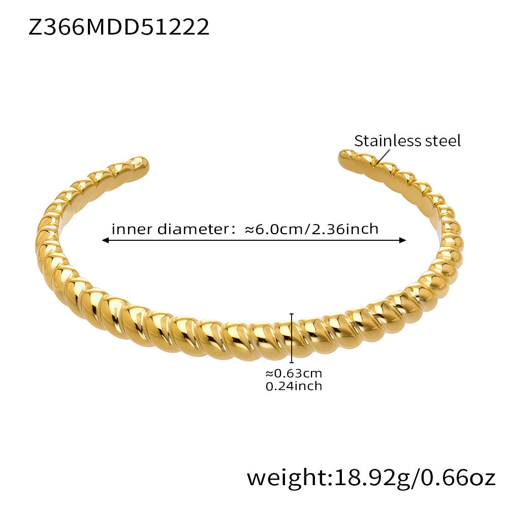 18k gold stainless steel braid bangle (Z366MDD51222), inner diameter 6.0cm, weight 18.92g