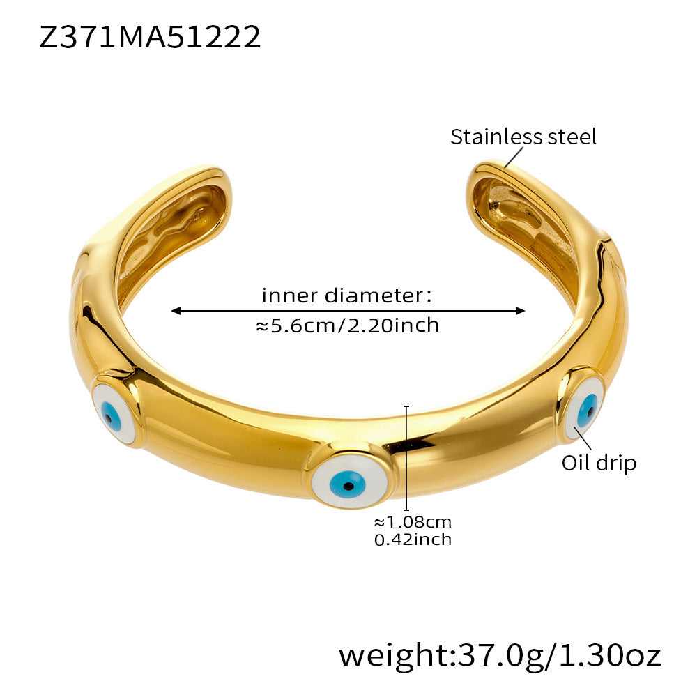 18k gold enamel evil eye bangle (Z371MA51222), inner diameter 5.6cm, weight 37.0g