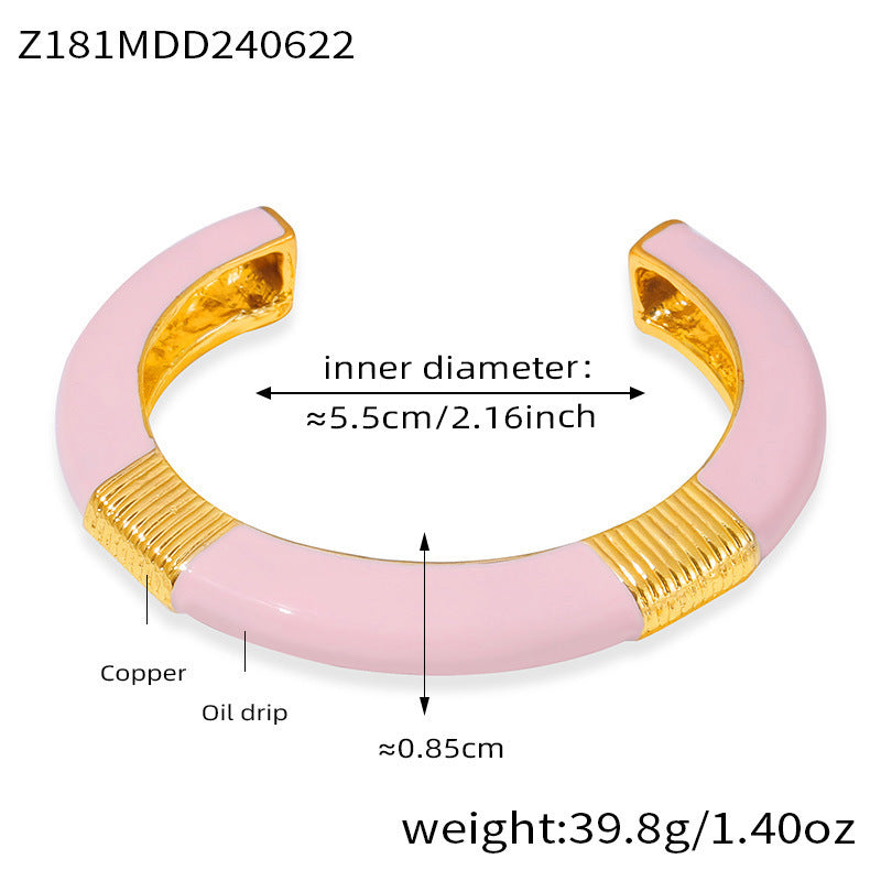 pink enamel copper bangle (Z181MDD240622), inner diameter 5.5cm, weight 39.8g