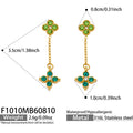 Green Four‑Leaf Clover Zircon Gold / Earrings
