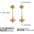 Multi‑color Four‑Leaf Clover Zircon Gold / Earrings