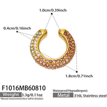 F1016 gold pink cubic zirconia ear cuff size and product detail guide