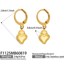 F1125 gold heart charm huggie earrings size and product detail guide