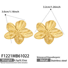 F1221 gold flower earrings with size and weight specifications