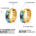 Blue CZ / Gold-tone / Earrings