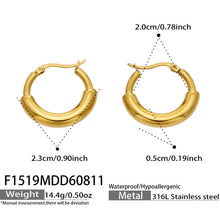 F1519 chunky C-shaped hoop earrings in 316 stainless steel size and product detail guide